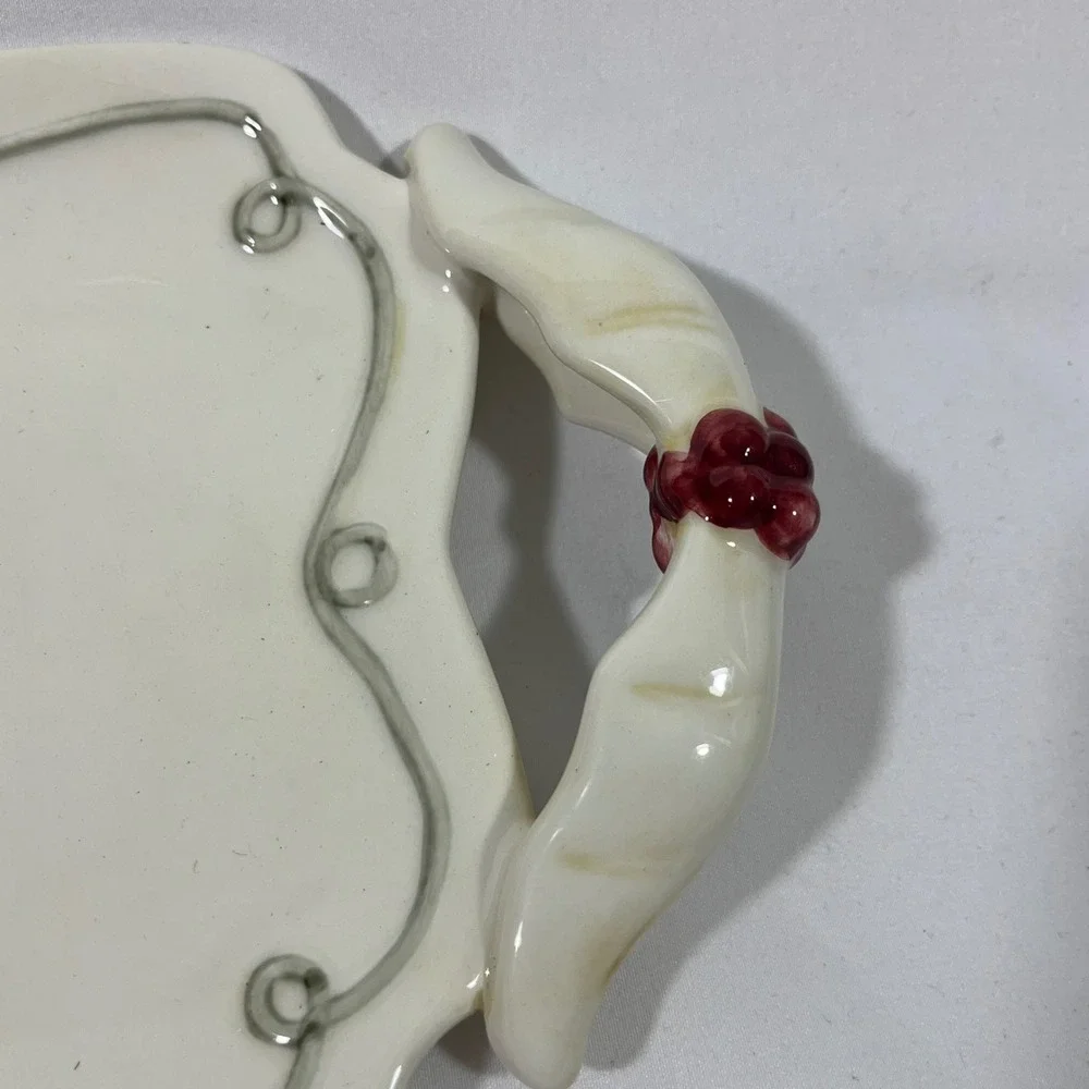 Amscan‎ Ceramic Serving Tray Christmas Holly May Spirit of Giving 15.5x5.5